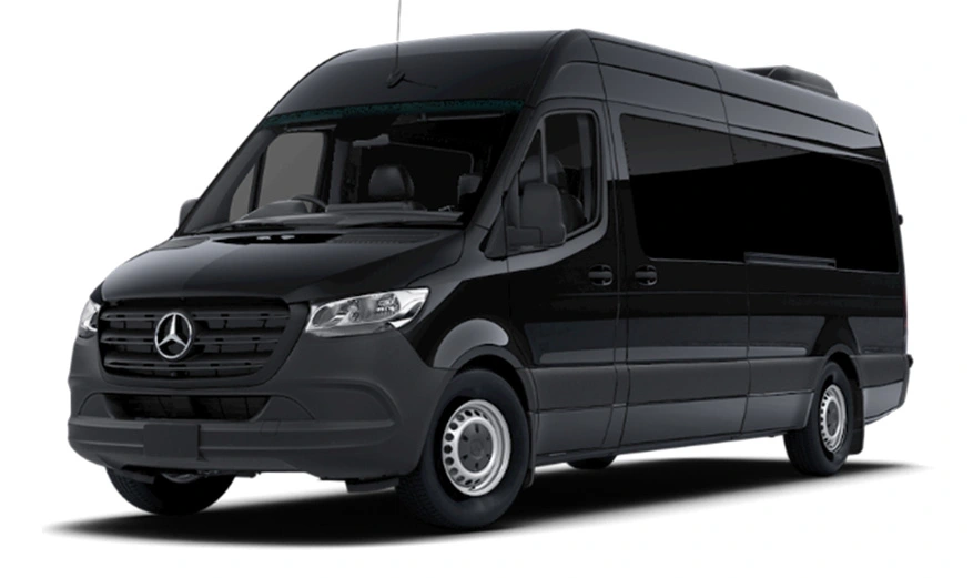 Black Mercedes Sprinter passenger van in the MyLimoRide Vancouver fleet